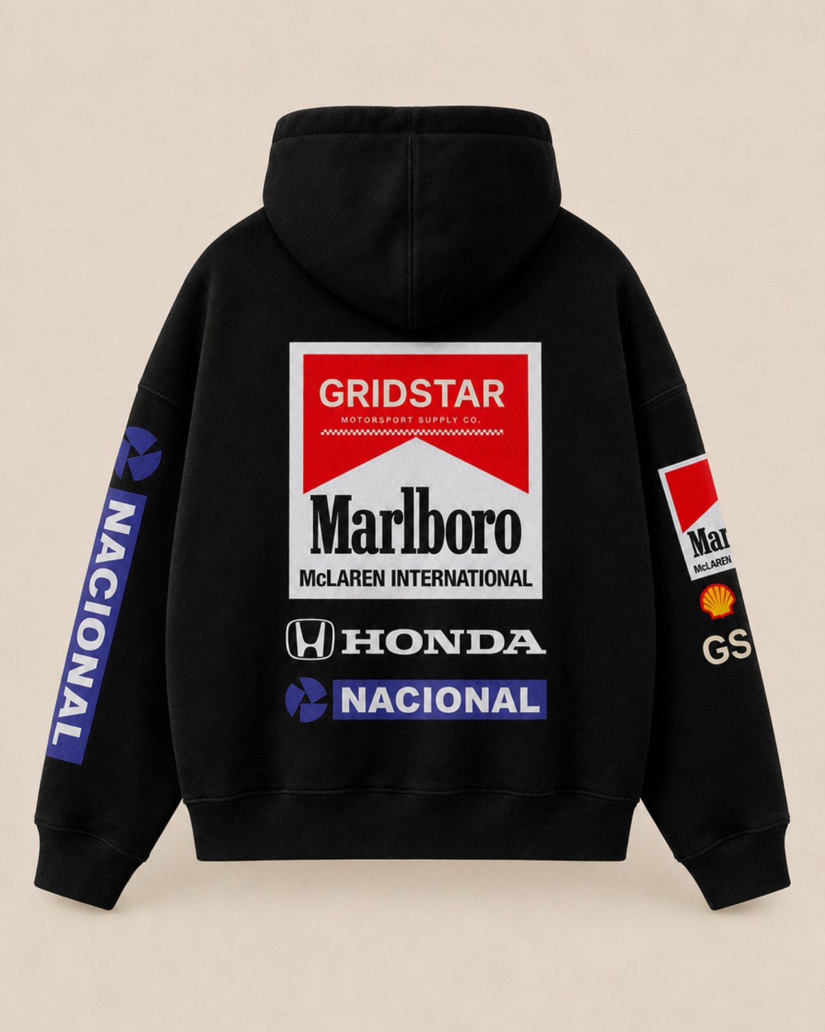 Nacional Livery Hoodie in black, front view
